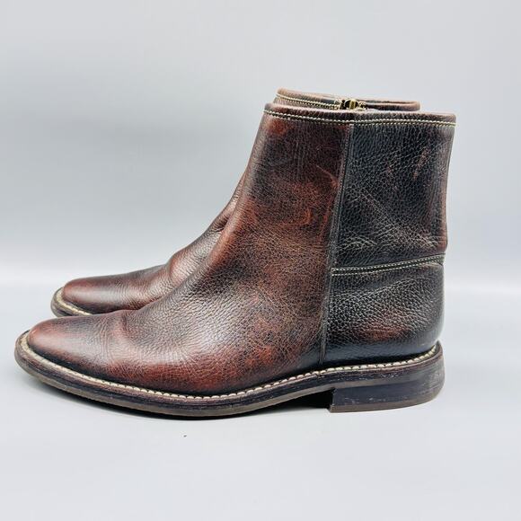 Cole Haan Boots Men 9.5 Brown Pebbled Leather Ankle Zip Classic Dress Work Vtg - Picture 4 of 11